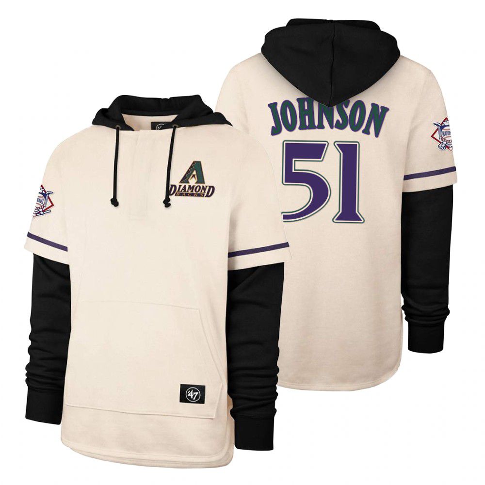 Men Arizona Diamondback #51 Johnson Cream 2021 Pullover Hoodie MLB Jersey->arizona diamondback->MLB Jersey